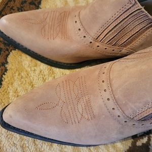 Dingo Tan Suede Western Ankle Boots